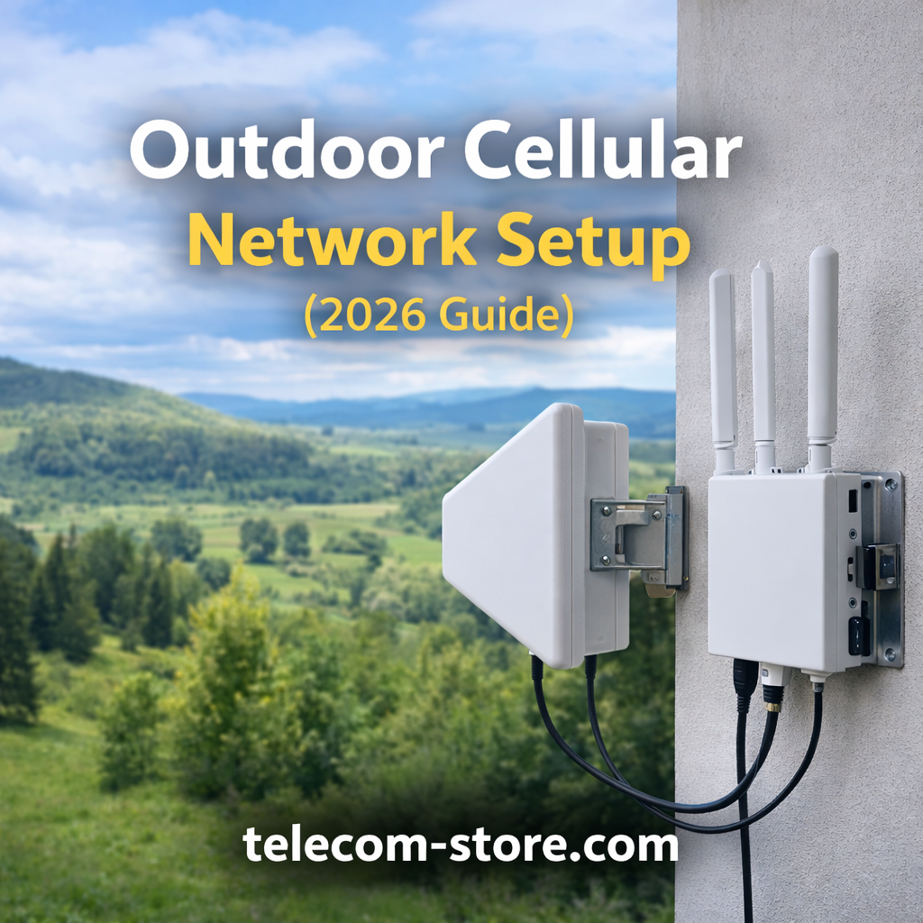 Outdoor cellular antenna and router setup