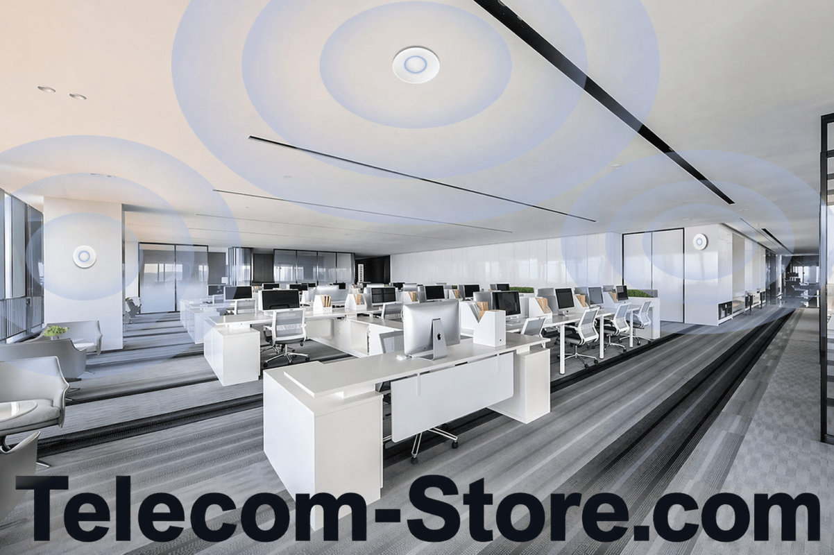 Ceiling mounted wireless access point in office
