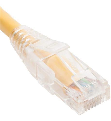 PATCH CORD CAT6 CLEAR BOOT 1' YELLOW ICC Cat6 Patch Cord 1ft Yellow Clear Boot, Gold Contacts - Image 1