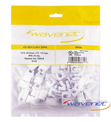 CAT6 JACK SDJ SERIES WHITE 25 PACK Wavenet CAT6 Jack SDJ Series White 25 Pack - High Performance - Image 1