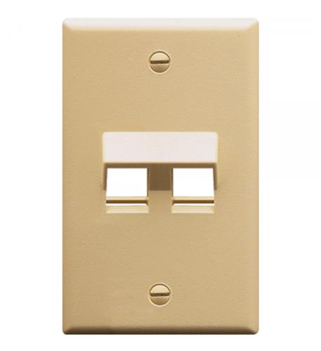 FACEPLATE, ANGLED, 1-GANG, 2-PORT, IVORY ICC IC107DA2IV 1-Gang 2-Port Angled Keystone Faceplate - Image 1