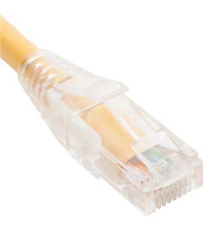 ICC CAT5e Patch Cord 1ft Yellow Clear Boot, Gold Plated