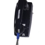 Cortelco Wall Phone with Armored Cord Black - ADA Compliant