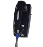 Cortelco Wall Phone with Armored Cord Black - ADA Compliant