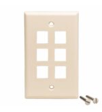 ICC IC107F06AL Almond 6-Port 1-Gang Keystone Faceplate - Image 2