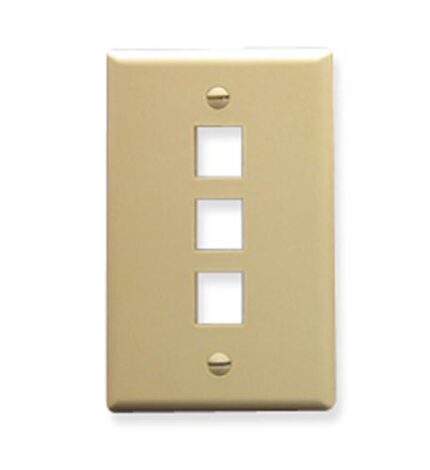 ICC IC107LF3IV Ivory Oversized 3-Port Single Gang Faceplate
