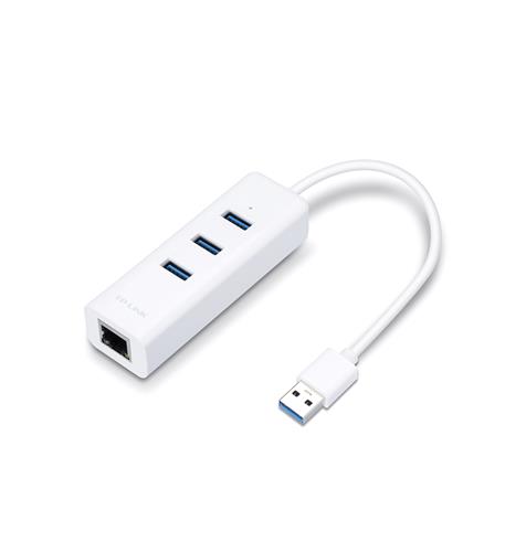Gigabit Ethernet Adapter 3 Port USB TP Link USB 3.0 Hub with Gigabit Ethernet Adapter for Laptops - Image 1