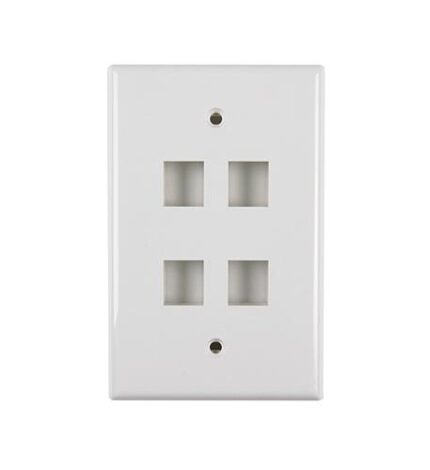 Wavenet 4-Port White Faceplate Pack of 25 - Matte Finish