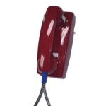 Cortelco Wall Phone with Metal Cradle & Armored Cord Red