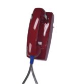 Cortelco Wall Phone with Metal Cradle & Armored Cord Red