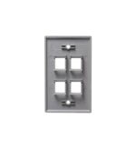 ICC Flat Gray 1-Gang Faceplate 4-Port Snap-In Design - Image 2