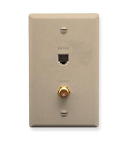 ICC ICRDSVF0IV Ivory RJ-11 and F-Type Voice Faceplate