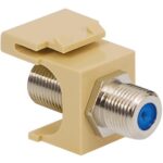 ICC Ivory 3GHz Nickel F-Type Keystone Jack, Blue Insert