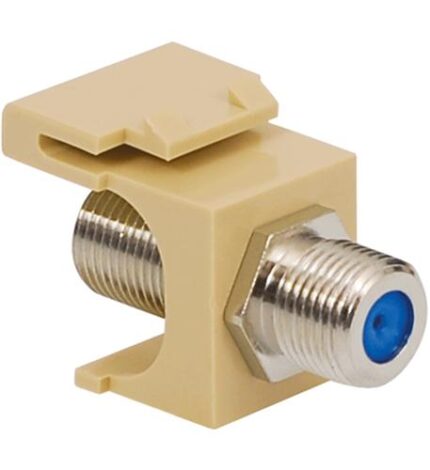 ICC Ivory 3GHz Nickel F-Type Keystone Jack, Blue Insert