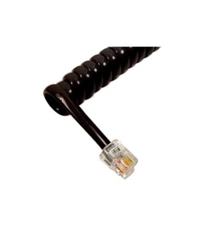 Cablesys Black 25ft Curly Handset Cord for Office Phones