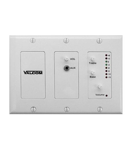 VALCOM W 2-Channel White In-Wall Audio Mixer with Balanced Mic Input ...