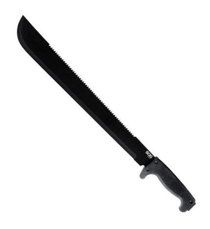 SOG SOGFARI 18in Machete Black Steel Saw Teeth