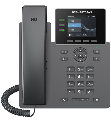 3 Lines, 4 SIP Accounts, PoE, GigE Grandstream GS-GRP2611G IP Phone, 3 SIP Lines, PoE Gigabit - Image 1