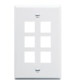ICC Oversized 6-Port White Faceplate for Single Gang Box