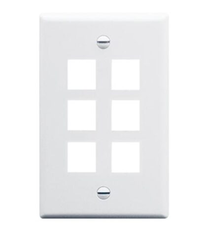 ICC Oversized 6-Port White Faceplate for Single Gang Box