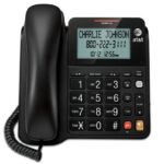 ATT Corded Speakerphone with Display - Black, Battery-Powered Caller ID