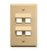 ICC IC107DA4IV 4-Port Angled Keystone Wall Plate Ivory