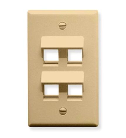 ICC IC107DA4IV 4-Port Angled Keystone Wall Plate Ivory