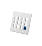 ICC 12-Port 2-Gang Flat Faceplate White - Easy Snap-In - Image 3