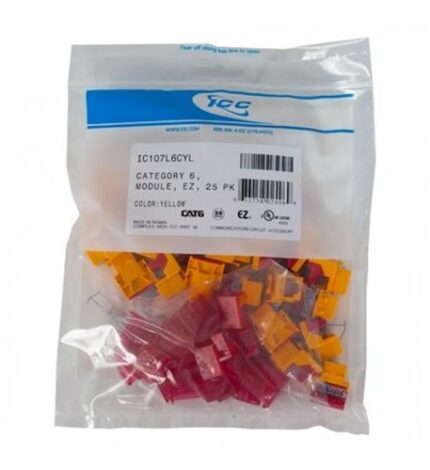 ICC EZ CAT6 Yellow Module Connectors 25 Pack - High Speed