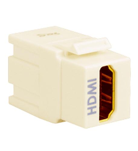 MODULE, HDMI, FEMALE TO FEMALE, ALMOND ICC Gold-Plated HDMI Keystone Jack Female to Female Almond - Image 1
