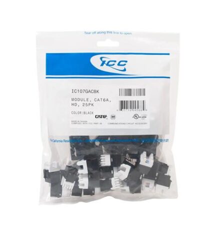 ICC CAT6A HD Network Module 25-Pack Black