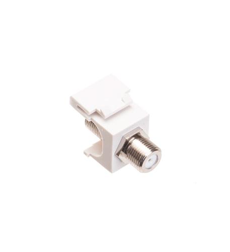MODULE, F-TYPE, NICKEL PLATED, WHITE ICC Nickel-Plated F-Type Modular Jack, White, Audio/Video - Image 1