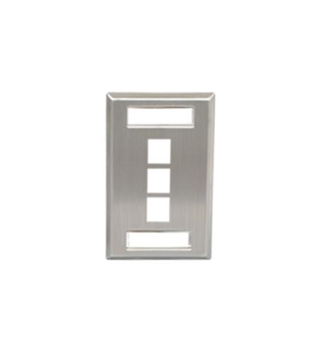 FACEPLATE, ID, STAINLESS, 1-GANG, 3-PORT ICC Stainless Steel 1-Gang 3-Port Faceplate Wall Plate - Image 1