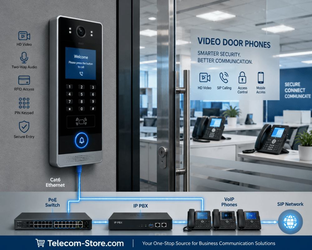 Business IP video door phone installed at a commercial office entrance